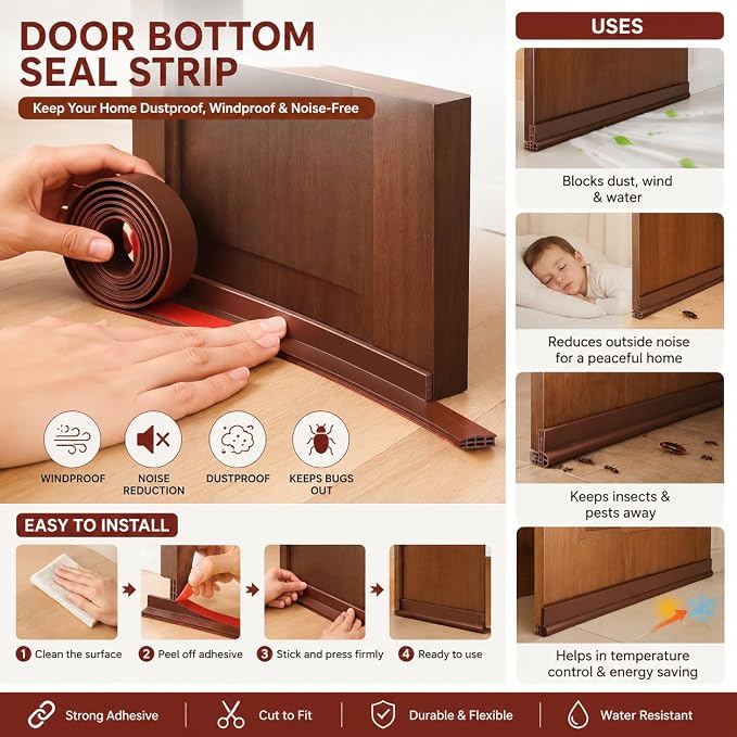 23309Self Adhesive Window Sealing Strip in a roll, designed to block gaps around windows and doors for improved comfort.